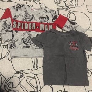 Spider-Man Kids Shirt and Sweatshirt Set - Gray and Red